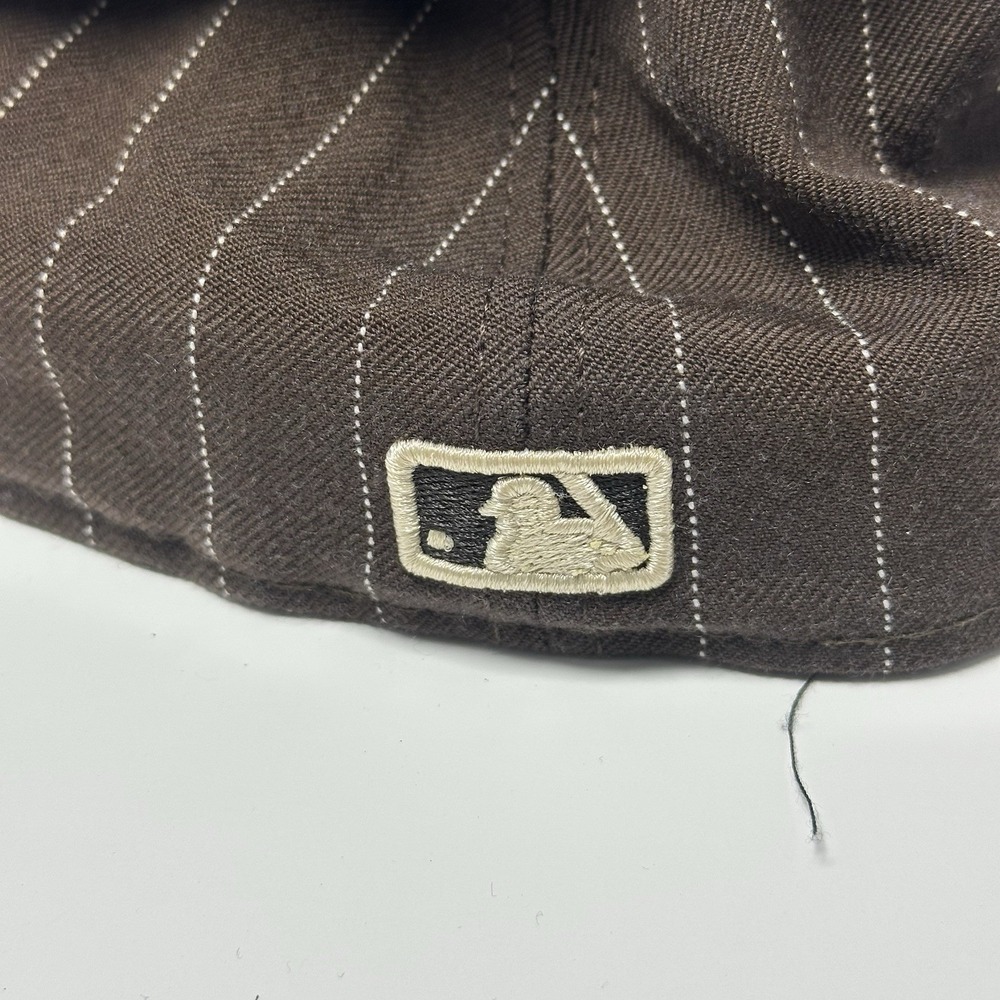 Los Angeles Dodgers Hat New Era 59FIFTY Fitted Size 7 1/2 Brown Pinstripe - Picture 4 of 8